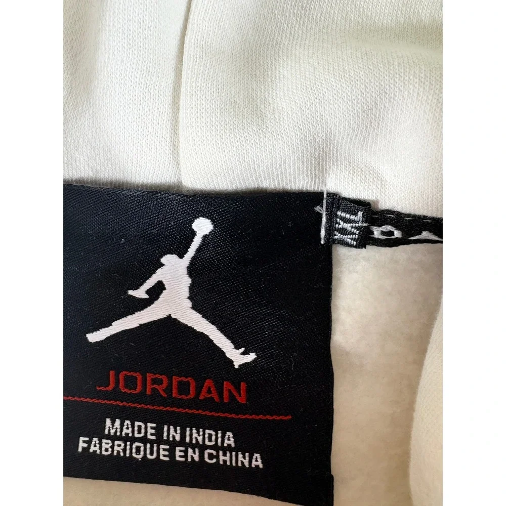 Jordan x PSG Hoodie Mens 2XL Cream Black Paris Saint-Germain All Over Logo Print